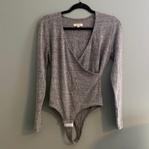 Madewell Gray Wrap Bodysuit